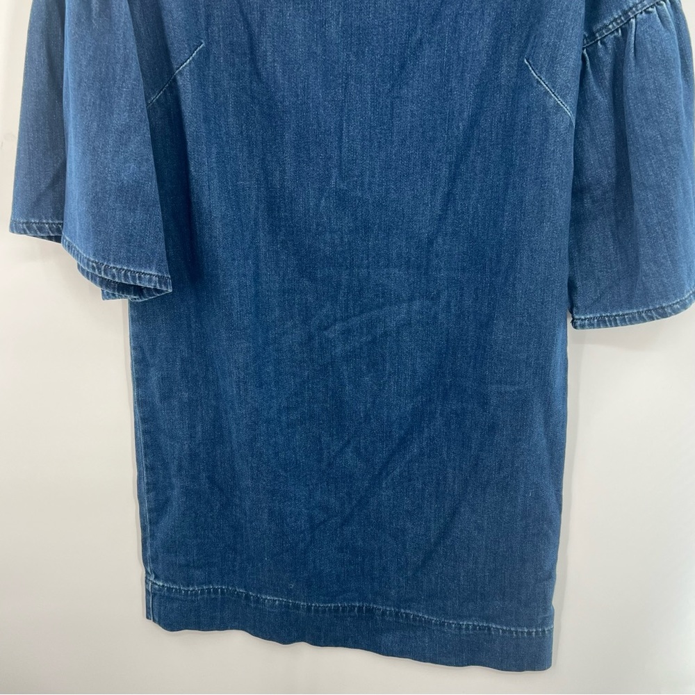 Ralph Lauren Women Denim Bell-Sleeve Shift Mini Dress Blue Size 6 Flounce - Picture 9 of 15